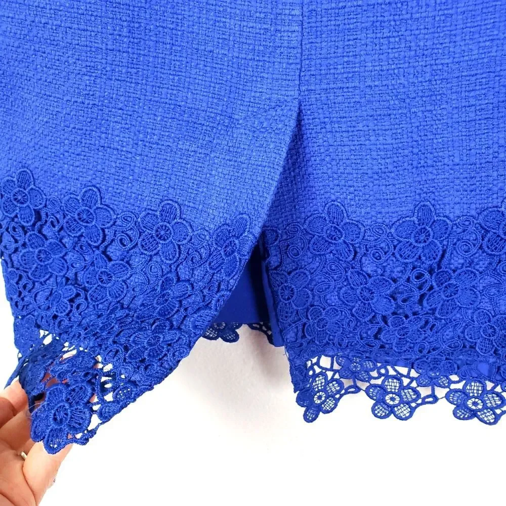 Women's Talbots Royal Blue Short Lace Cotton Blend Business Workwear Skirt Sz 14